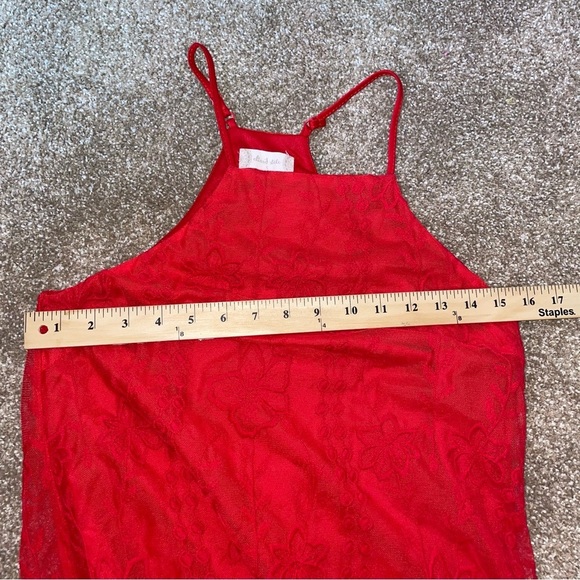 Altar'd State mini dress halter top lace overlay red A-line lined tunic SZ SM - Picture 7 of 12